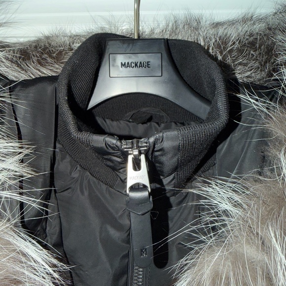 Mackage Black Puffer Jacket with Fur Trim - Picture 3 of 9